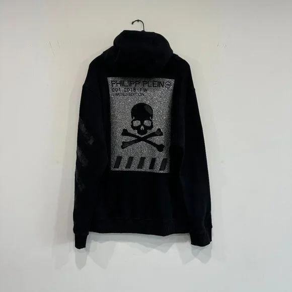 Philipp Plein Skull-print rhinestone-embellished hoodie, Size EU 3XL/US XL-2XL